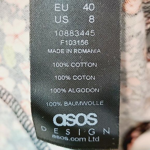 ASOS Design Long Sleeve Ruffle Floral Mini Dress Sz 8 - Picture 4 of 6